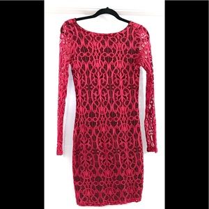 Burgundy Embroidered Midi Dress